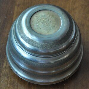 Antique Vintage Aluminum Metal Powder Puff Music Box Jewelry Vanity Décor, Works